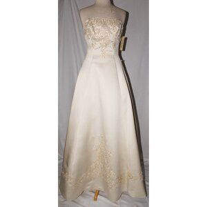 Melody Bridal #706 Satin Bridal Gown With Lace-up Corset-Size 10-CHAMPAGNE-NEW